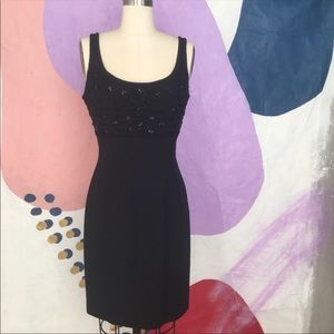 VINTAGE 1990s Beaded Little Black Mini Dress